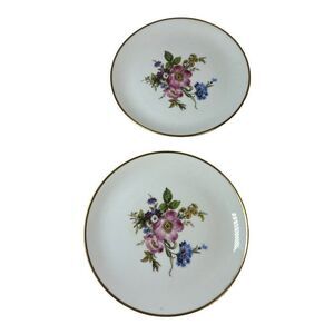 Vintage Salad Plates Lot Gloria Fine Porcelain Spray of Flowers Pattern Set of 2